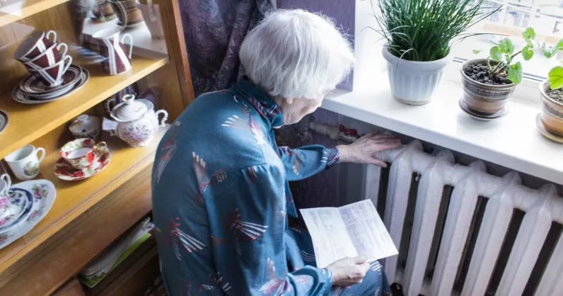 Pensioner with cold radiator